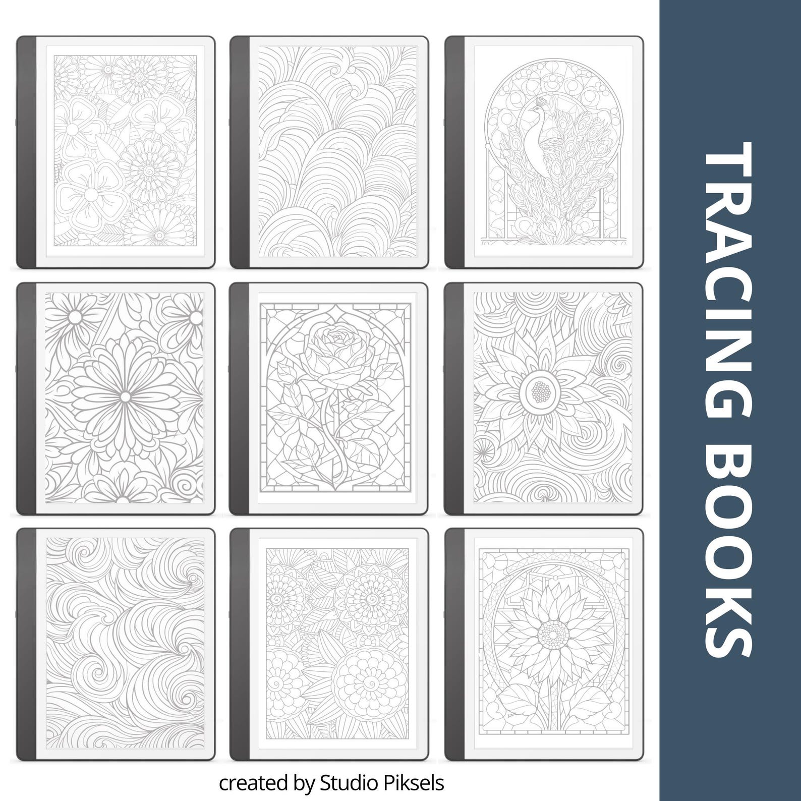 Tracing Patterns Book Tracing Book Bundle for Kindle Scribe, Eink Adult Tracing Book, Calming ...