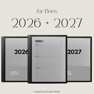 2026 + 2027 Hyperlinked Week Planner for BOOX devices: Digital Weekly Calendar With Linked Pages