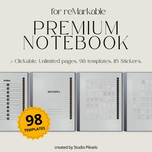 Cuaderno premium para reMarkable, plantilla de notas ilimitadas, planificador de ideas, tablero de visión, plantilla de volcado de ideas, paquete de productividad