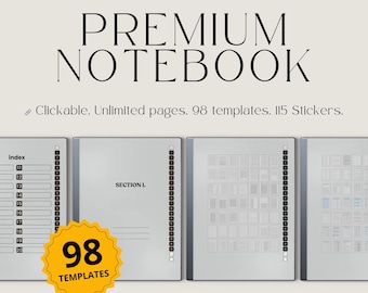 Premium Notebook for reMarkable, Unlimited Notes Template, Idea Planner, Vision Board, Brain Dump Template, Productivity Bundle