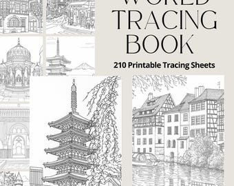 World Travel Tracing Books Bundle, Paris Tracing Pages, France Tracing Sheets, India Tracing Pages, Adult Tracing & Kids Tracing Pages