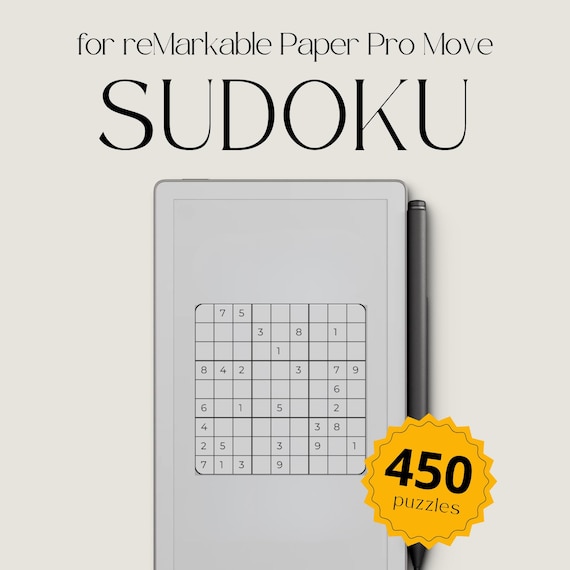 Sudoku Puzzle Book Bundle for reMarkable Paper Pro Move: Adult Puzzle Book With 450 Easy, Medium & Hard Puzzles With Solutions
