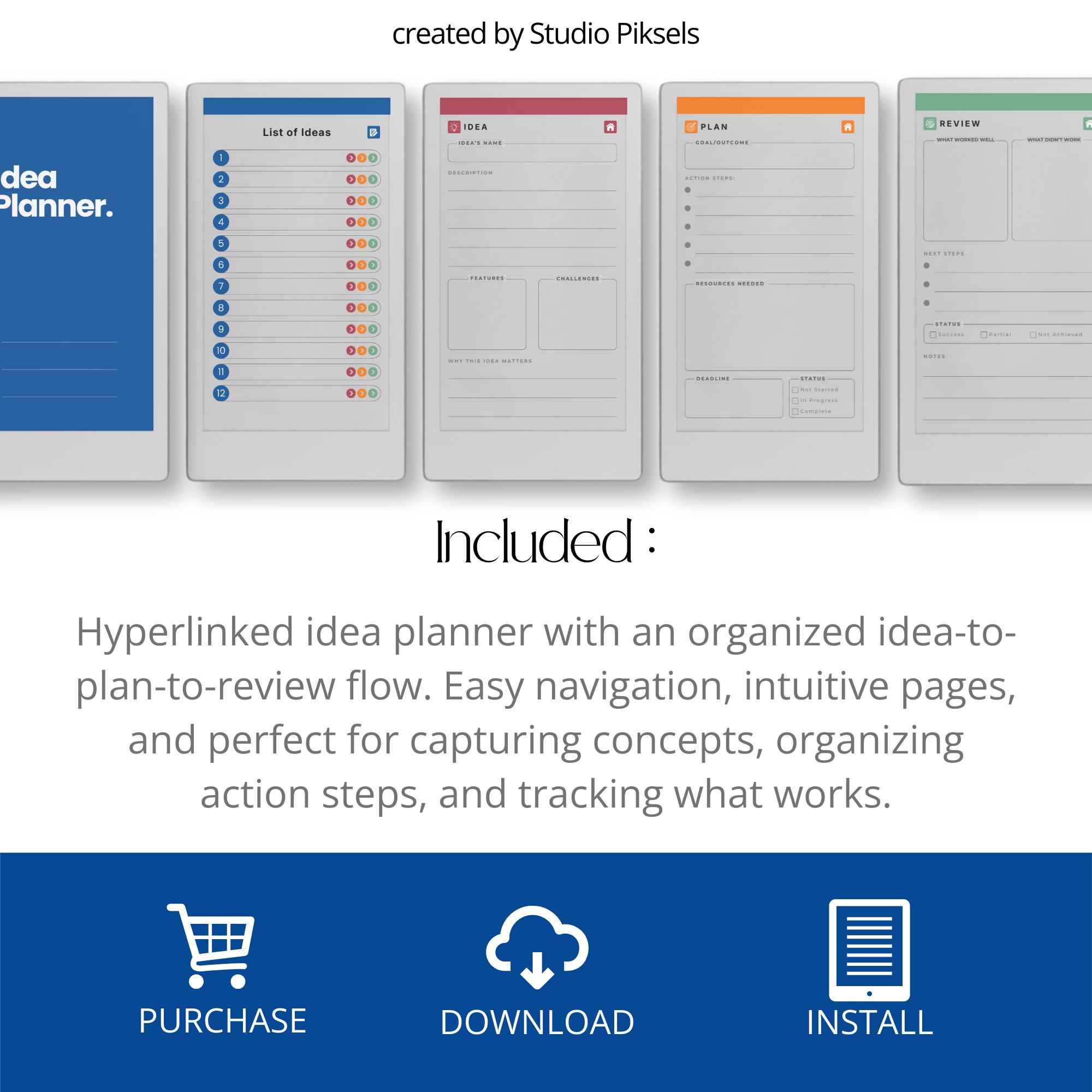Idea Planner for Remarkable Paper Pro Move: Hyperlinked Idea Mapping ...