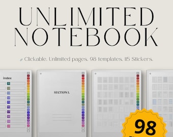 Premium Notizbuch für reMarkable Paper Pro, Unlimited Notizen Template, Ideenplaner, Vision Board, Brain Dump Template, Pump Bundle