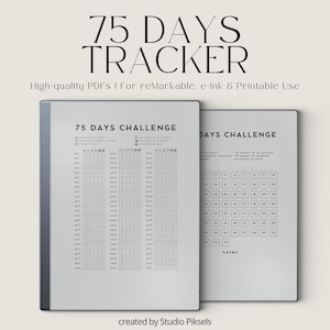 75 Days Challenge Tracker Bundle for reMarkable 2, 75 Days Tracker, 75 Days Fitness Tracker, 75 Days Challenge Planner, Fitness Tracker