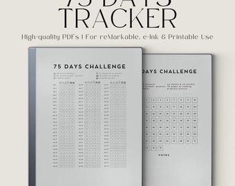 75 Days Challenge Tracker Bundle for reMarkable 2, 75 Days Tracker, 75 Days Fitness Tracker, 75 Days Challenge Planner, Fitness Tracker
