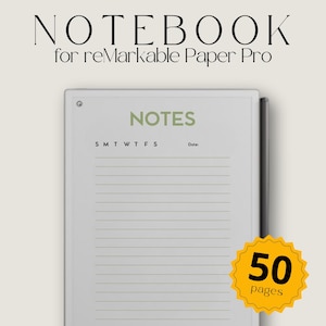 Notizbuch für reMarkable Paper Pro, Minimalistisches Notizbuch, Digitales Notizbuch Eink, Journal Notizbuch, Vorlage für reMarkable Paper Pro
