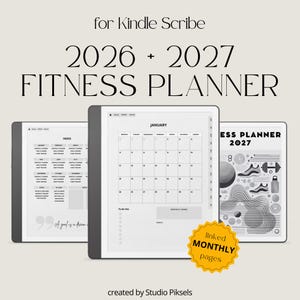 Fitnessplaner 2026 + 2027 für Kindle Scribe: Monatlicher Trainingsplaner mit Monatskalendern, Gewohnheitstrackern, Zielsetzung und Trainingsdokumentation