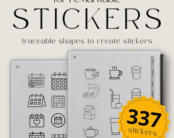 Adesivos personalizados para reMarkable, visuais rastreáveis + formas para reMarkable Paper Pro e reMarkable 2, modelos para reMarkable, adesivos E-ink