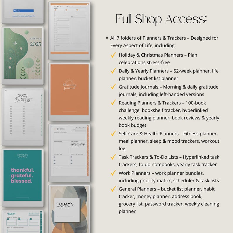 Full Shop Access to reMarkable Paper Pro Collections | Ultimate Planner, Notebook & Templates Bundle