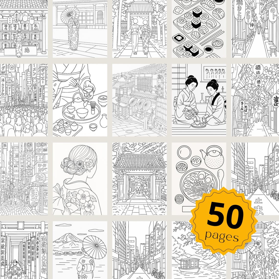 Japan Tracing Book, World Travel Coloring Books Bundle, Japan Coloring ...