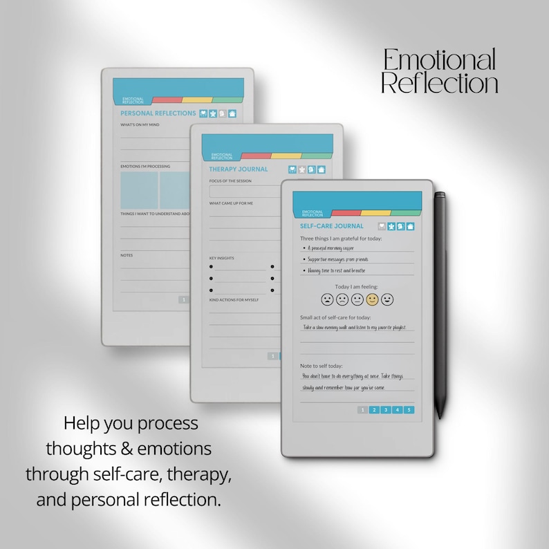 Mental Health Journal for reMarkable Paper Pro Move: Wellness & Self-Care Planner With Therapy Notes and Habit Tracker for Personal Growth