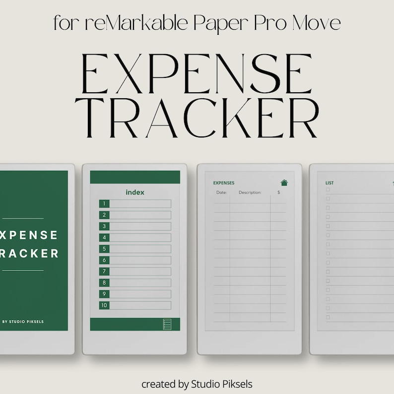 Expense Tracker Notebook for reMarkable Paper Pro Move: Hyperlinked Budget Planner, Financial Planner, Money Planner & Savings Planner