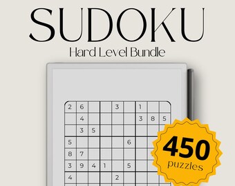 reMarkable 用難解数独パズルブックバンドル、Eink 大人向けパズルブック、reMarkable Paper Pro 用数独、reMarkable 2 用難解数独