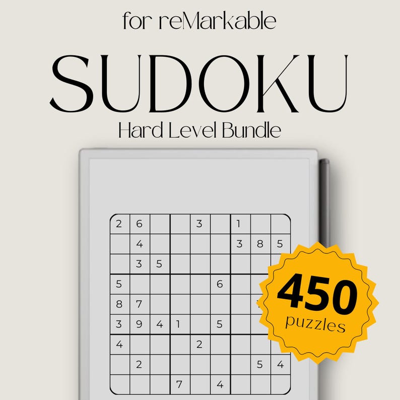 Hard Sudoku Puzzle Book Bundle for reMarkable