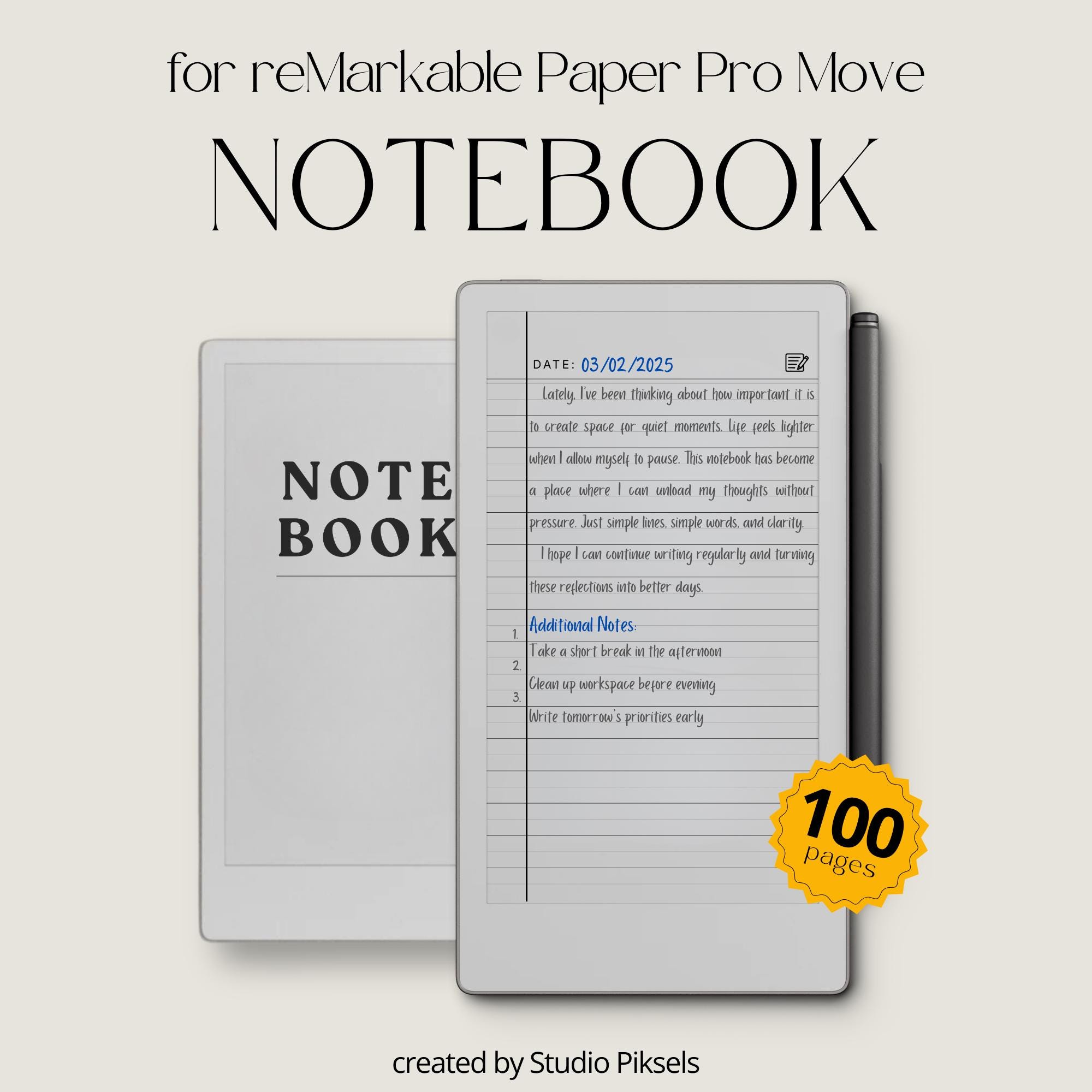 Minimalist Notebook for Remarkable Paper Pro Move: Legal Ruled Lined ...