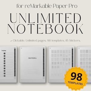 Premium Notizbuch für reMarkable Paper Pro, Unlimited Notizen Template, Ideenplaner, Vision Board, Brain Dump Template, Pump Bundle