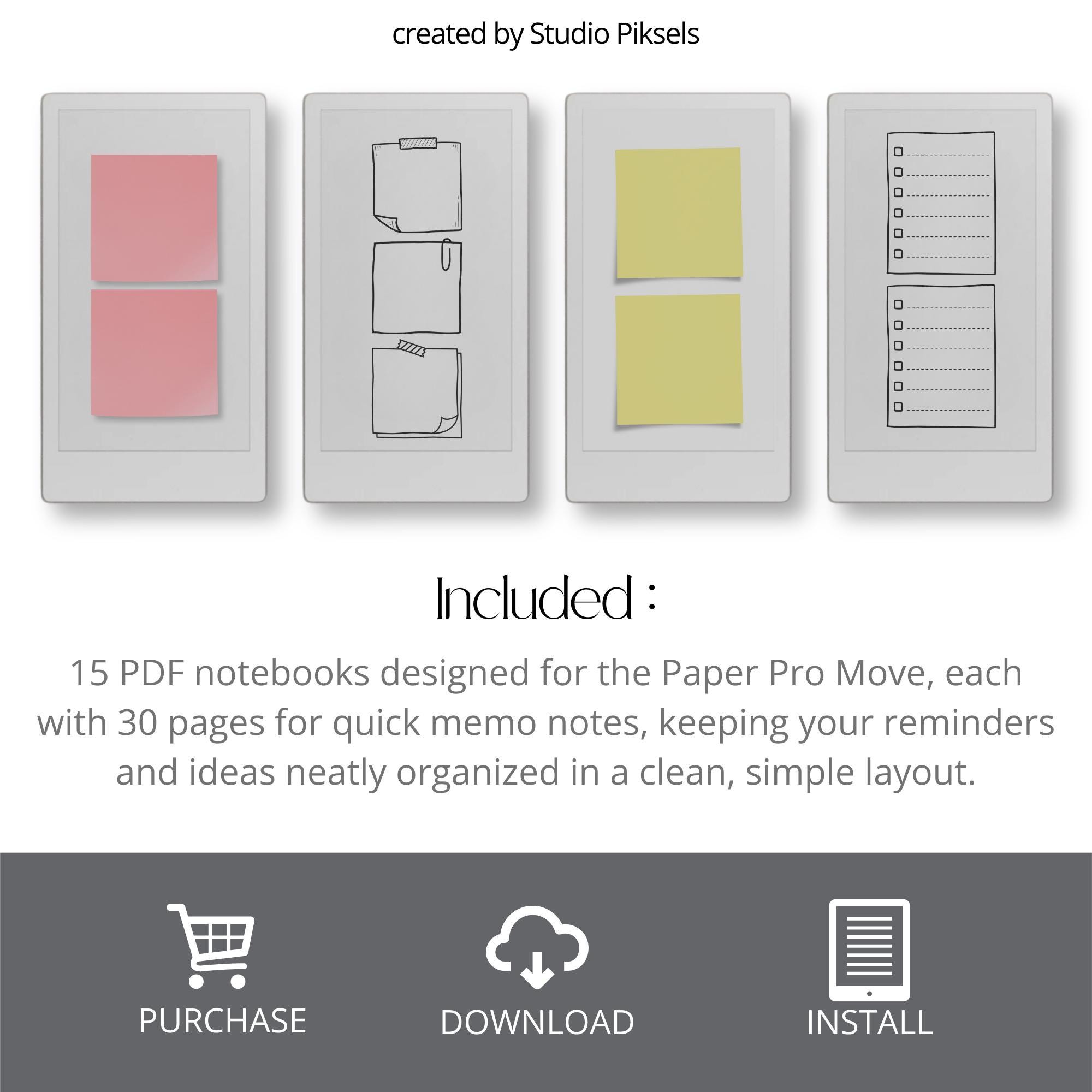Sticky Notes Bundle for Remarkable Paper Pro Move: 15 Memo Notebook ...