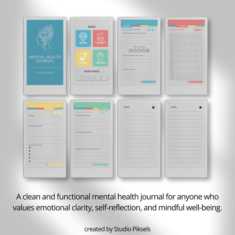 Mental Health Journal for reMarkable Paper Pro Move: Wellness & Self-Care Planner With Therapy Notes and Habit Tracker for Personal Growth