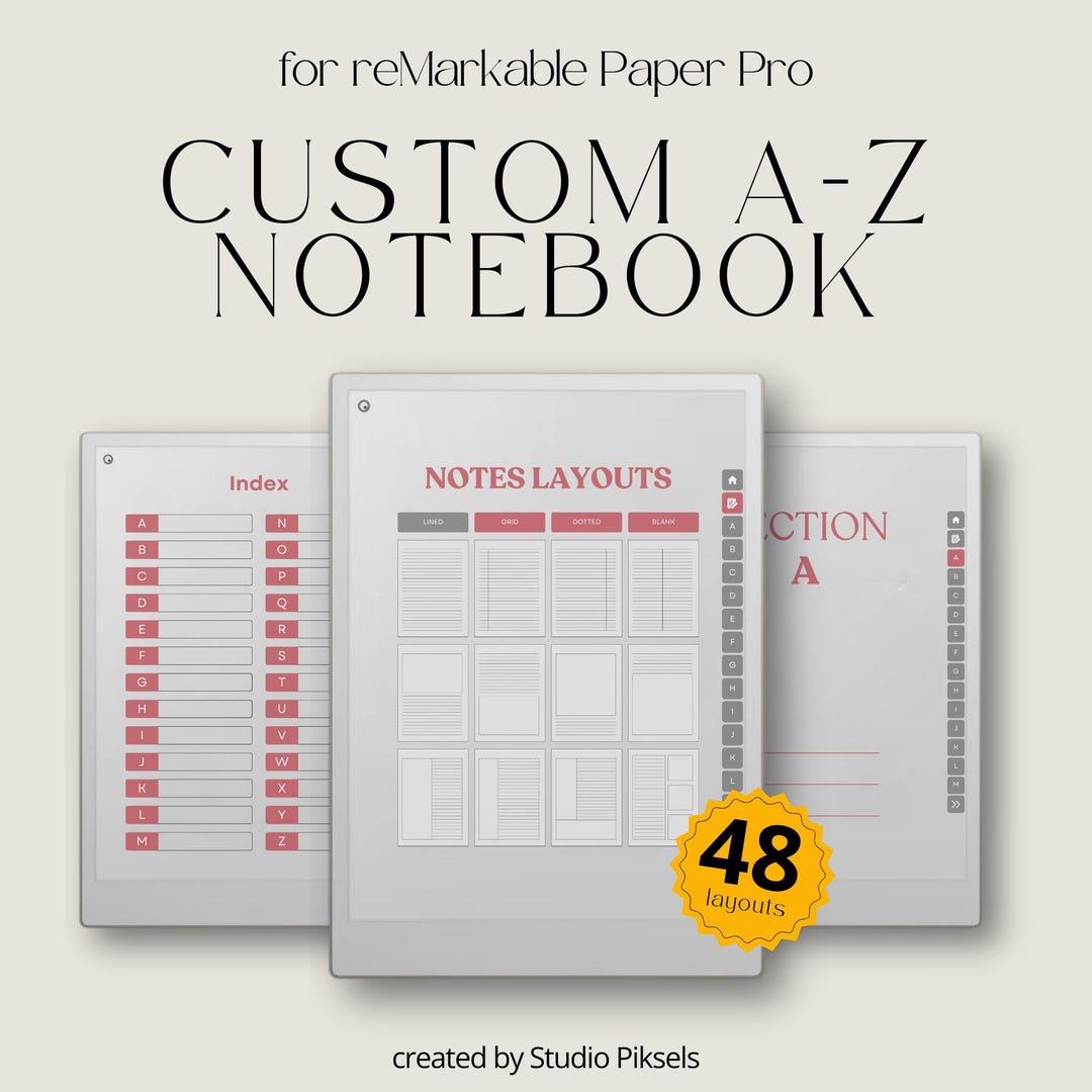 A–Z Notebook for Remarkable Paper Pro: Infinite Custom Alphabet ...