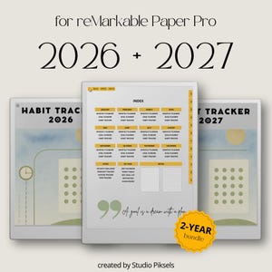 Gewohnheitstracker 2026/2027 für reMarkable Paper Pro, 56-seitiger, verlinkter Routinenplaner, digitaler E-Ink-Zielkalender und Jahresplaner