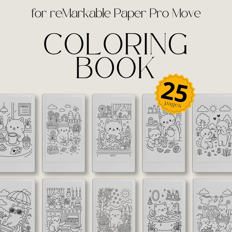 Kawaii Cat Life Coloring Book for Remarkable Paper Pro Move: Cute Cat ...