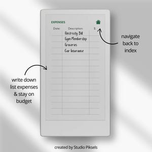 Expense Tracker Notebook for reMarkable Paper Pro Move: Hyperlinked Budget Planner, Financial Planner, Money Planner & Savings Planner