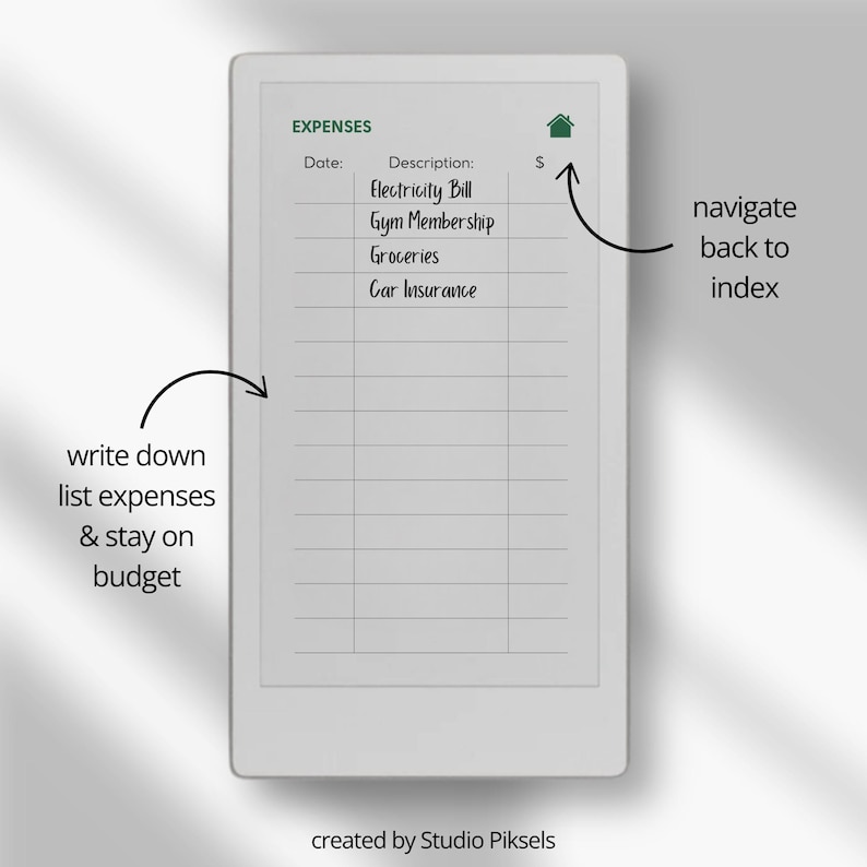 Expense Tracker Notebook for reMarkable Paper Pro Move: Hyperlinked Budget Planner, Financial Planner, Money Planner & Savings Planner