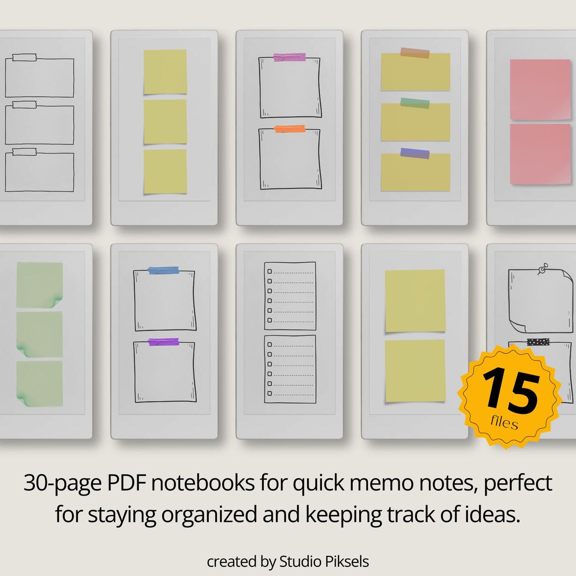 Sticky Notes Bundle for Remarkable Paper Pro Move: 15 Memo Notebook ...