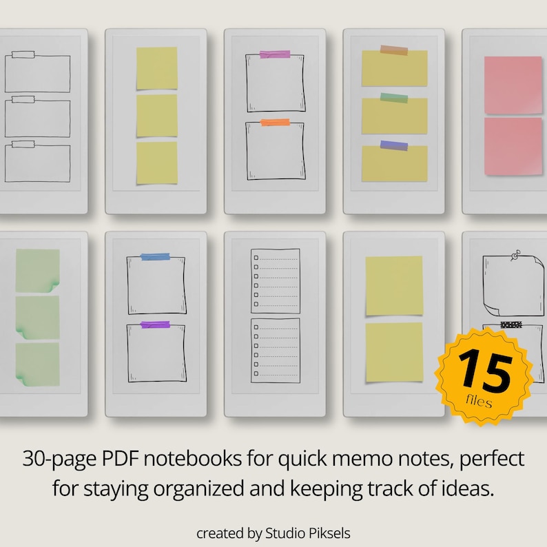 Sticky Notes Bundle for Remarkable Paper Pro Move: 15 Memo Notebook ...