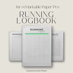 reMarkable Paper Pro用ランニングプランナー、フィットネスプランナー、ランニングトラッカー、100マイルチャレンジトラッカー、Einkランニングログ、ランニングチャート