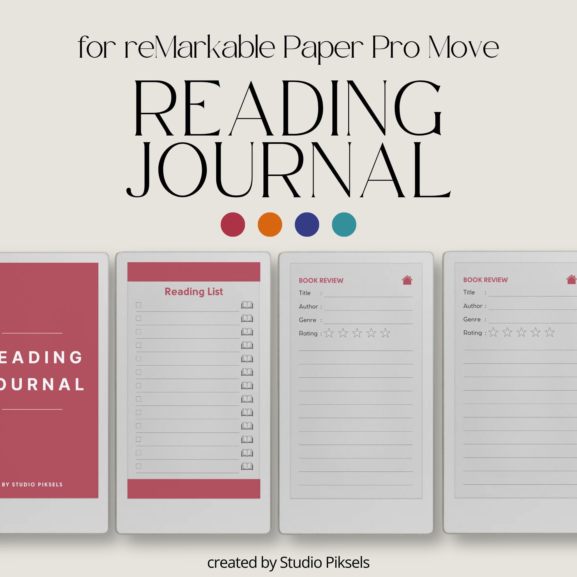 Reading Journal for Remarkable Paper Pro Move – Hyperlinked Book ...