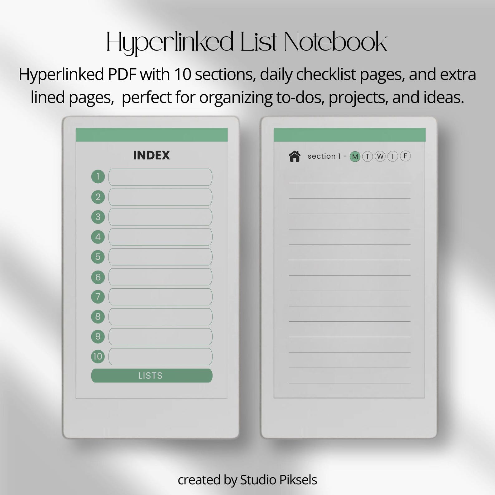 Hyperlinked List Notebook for Remarkable Paper Pro Move: to Do List ...