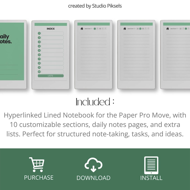 Hyperlinked Notebook for Remarkable Paper Pro Move: Lined Notebook With ...