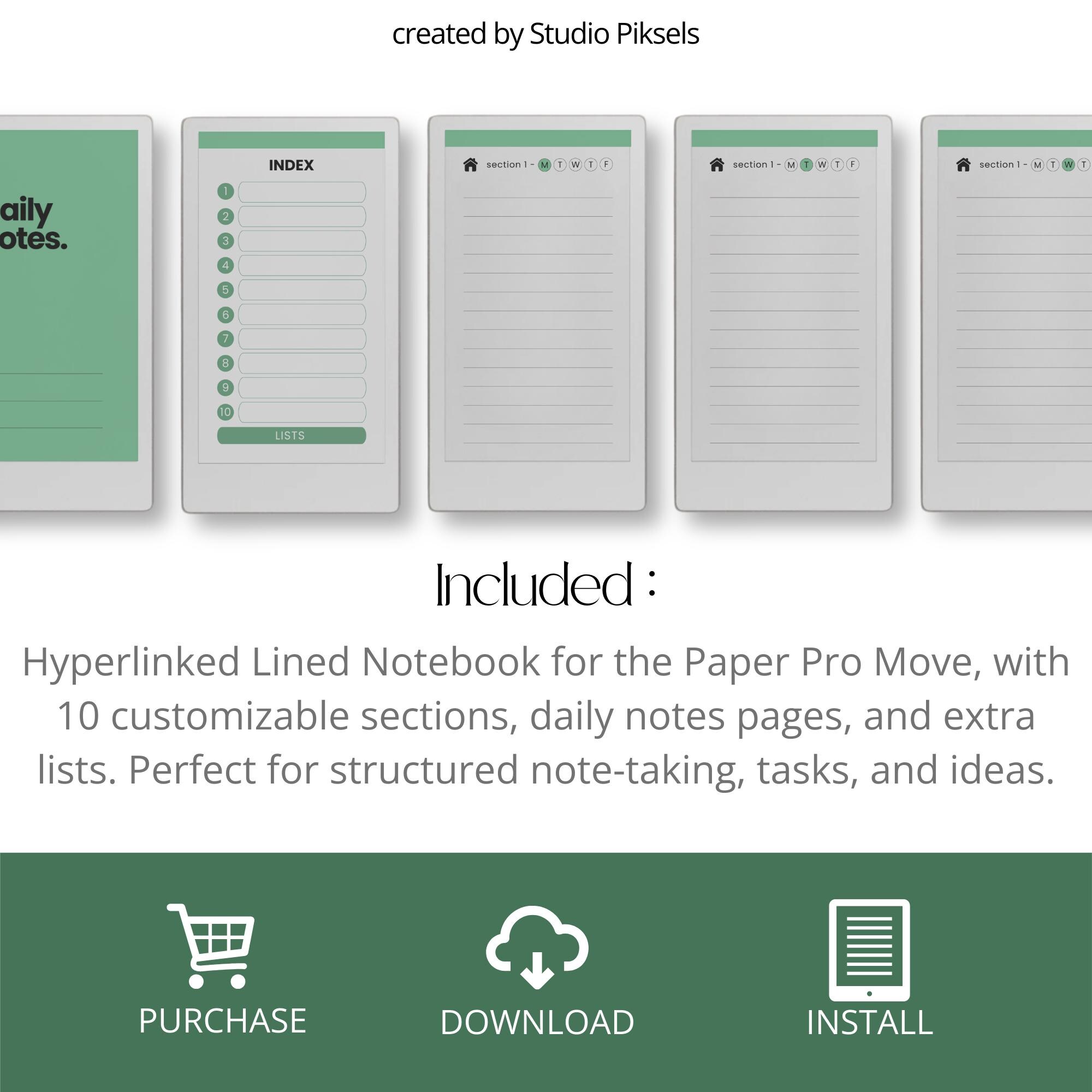 Hyperlinked Notebook for Remarkable Paper Pro Move: Lined Notebook With ...