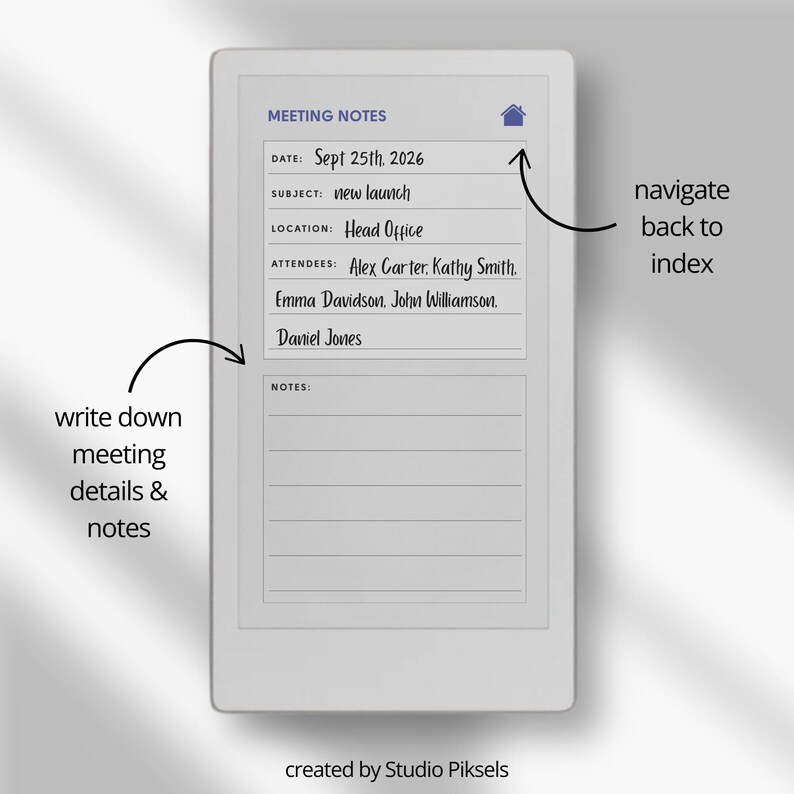 Meeting Notes Notepad Hyperlinked Meeting Minutes Notebook for Remarkable Paper Pro Move ...