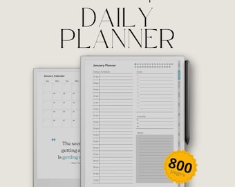 2026 + 2027 Daily Planner for reMarkable Paper Pro: Hyperlinked Year Calendar with Daily Planner + Daily Journal, Monthly Calendars & Notes
