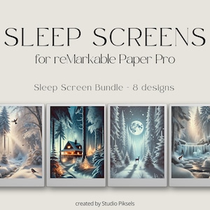 Sleep Screen Bundle for reMarkable Paper Pro Winter Scenes, Cover for reMarkable Paper Pro, Templates for reMarkable, Gift For Remarkable