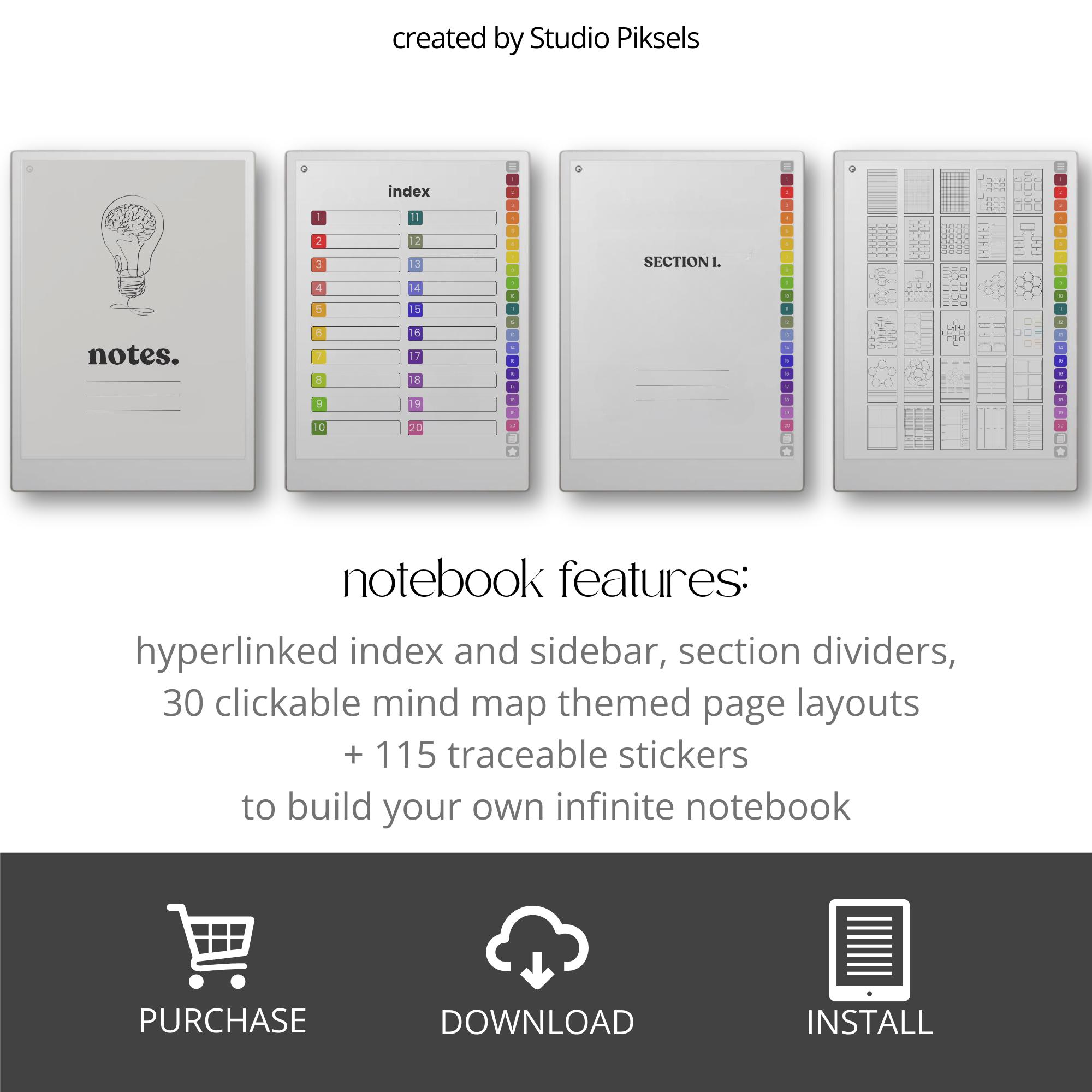 Unlimited Mind Map Notebook for Remarkable Paper Pro, Idea Planner ...