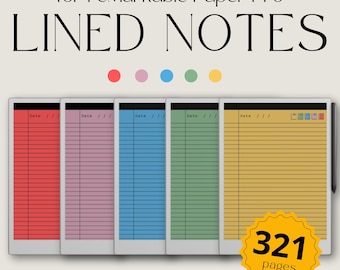 Legal Pad Paper Notebook for reMarkable Paper Pro, Colored Legal Paper Notebook, Legal Pad Notes, Journal Template, Brain Dump Template