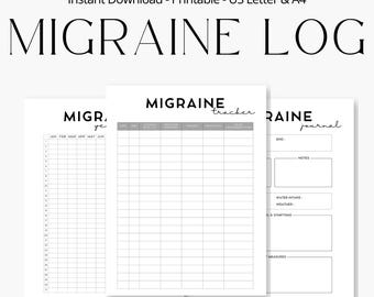 Migraine Tracker & Journal, Headache Diary, Migraine Printable, Migraine Log, Symptom Tracker, Pain Tracker, Medical Tracker, Medical Insert