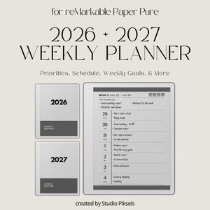 Hyperlinked Weekly Planner for reMarkable Paper Pure: Linked 2026 + 2027 Weekly Calendar With Quarterly Overview and Week Priority Planners