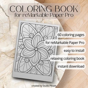 Mindful Coloring Book for reMarkable Paper Pro, Eink Adult Coloring Book