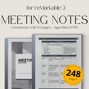 Meeting Minutes Template for Remarkable 2, Meeting Notes, Meeting ...