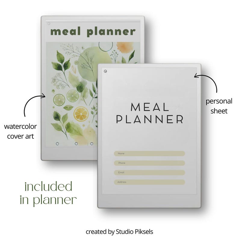 2026 Yearly Meal Planner for Remarkable Paper Pro: Hyperlinked Notebook ...