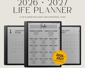 2026 + 2027 Life Planner for BOOX Bundle: Hyperlinked All-in-One Planner With Monthly Calendars, Goals, Budgeting, Planning & Notes
