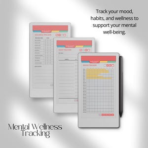 Mental Health Journal for reMarkable Paper Pro Move: Wellness & Self-Care Planner With Therapy Notes and Habit Tracker for Personal Growth