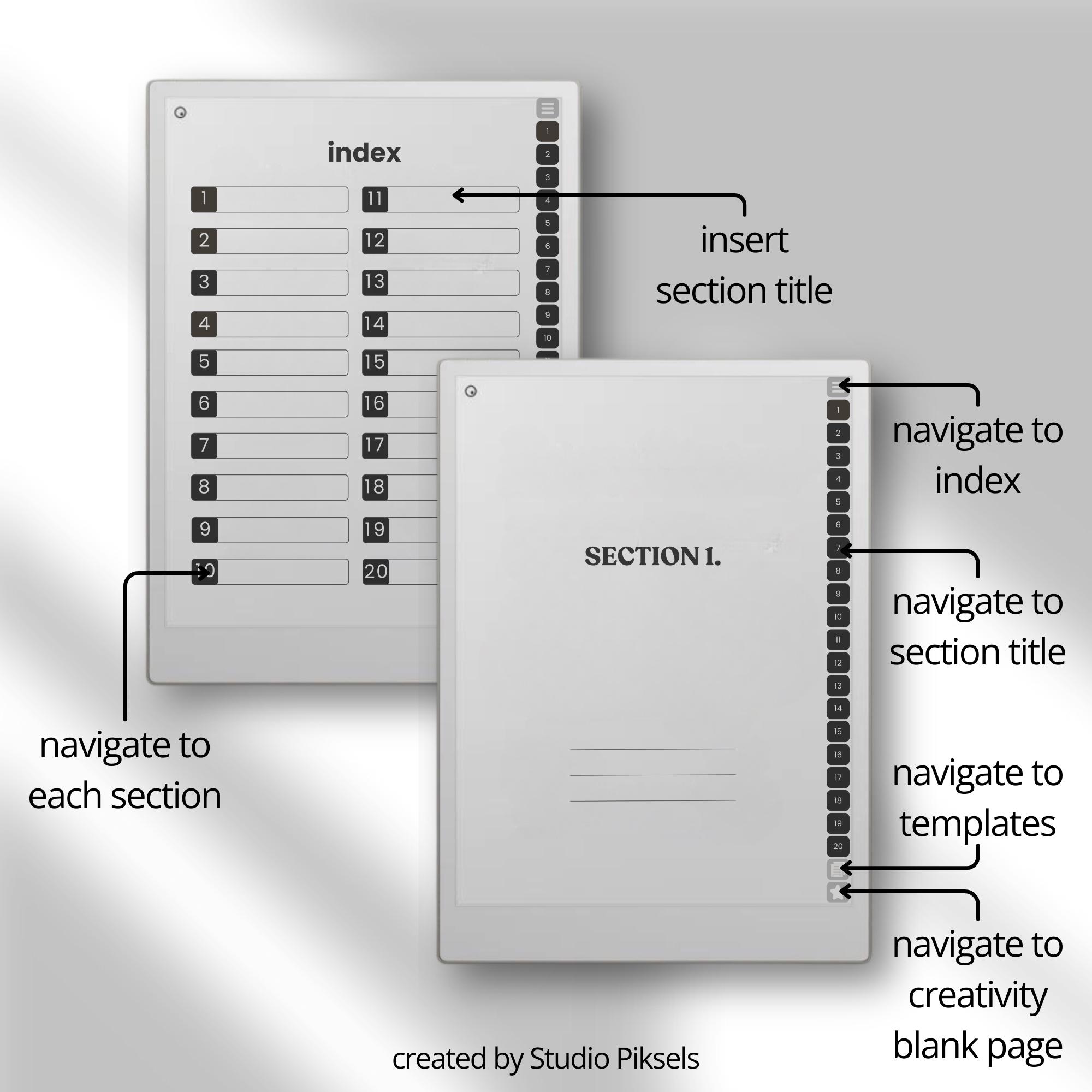 Iq Notes Layout Notebook Premium Notebook for Remarkable, Unlimited Notes Template, Idea Planner ...