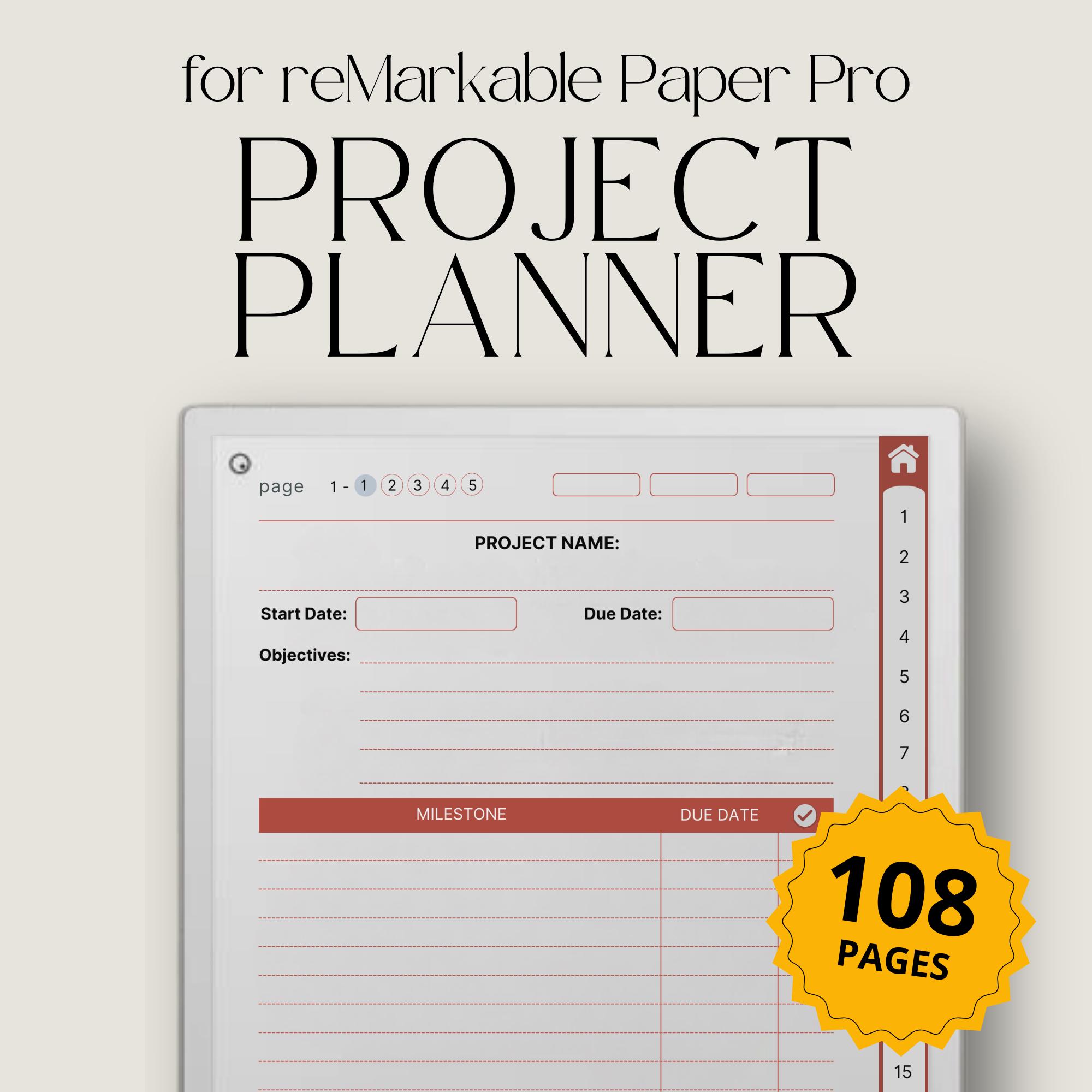 Projektplaner für reMarkable Paper Pro, Business Planner, Work Planner, Eisenhower Matrix, Kaban Board, Quality Planer