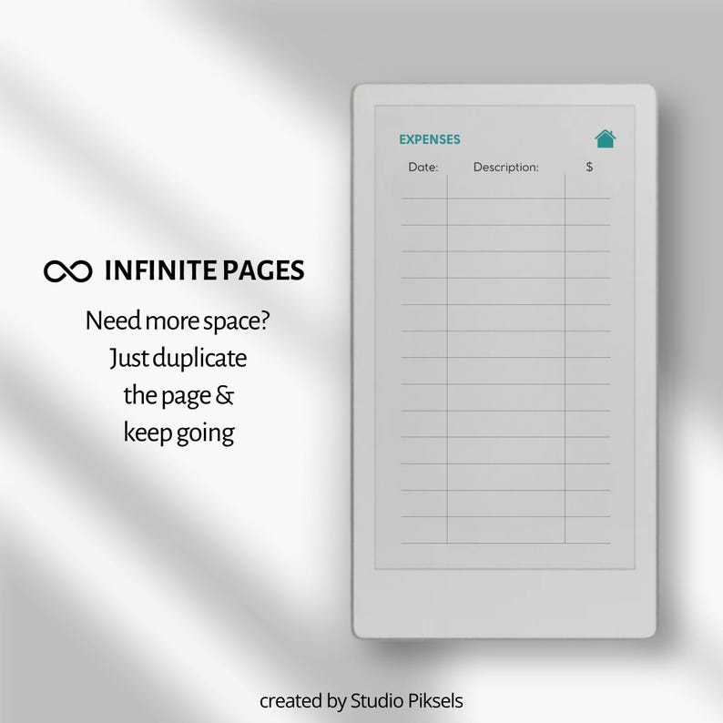 Expense Tracker Notebook for reMarkable Paper Pro Move: Hyperlinked Budget Planner, Financial Planner, Money Planner & Savings Planner